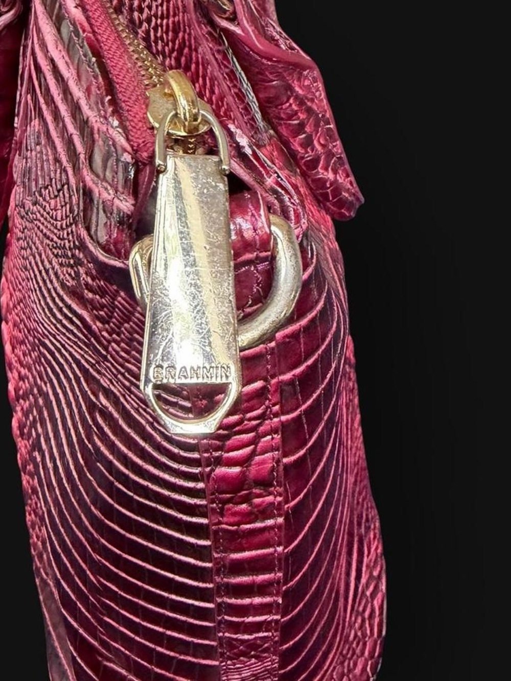 Brahmin Large Duxbury Rose Ombré Croc-Embossed Leather Tote - Picture 4 of 8